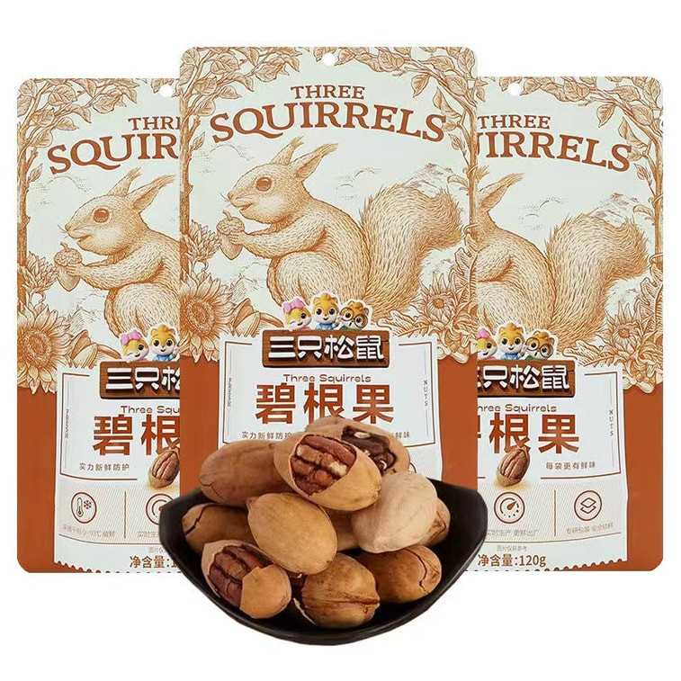 China Three Squirrels Pecan Snacks, Nuts and Longevity Dried Fruits 120g/bag